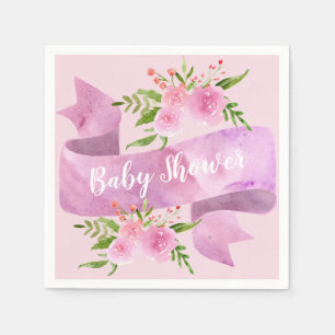 Girly, Pretty, Chic, Floral Blush Pink Baby Shower Napkin