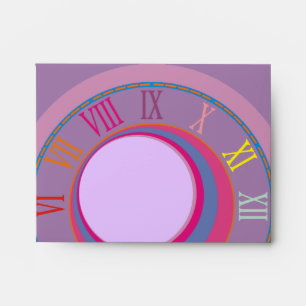 Girly Pretty Clock Swirl Circles Pink Blue Purple Envelope