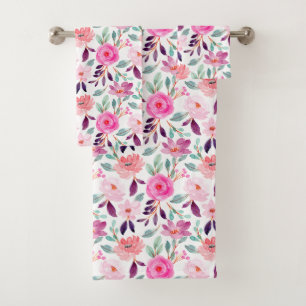 Girly Pretty Cute Vintage Floral Pattern Bath Towel Set
