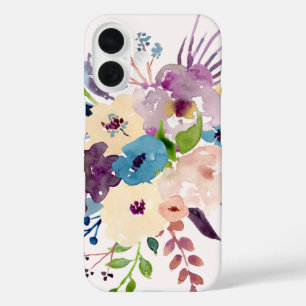 Girly, Pretty, Pastel Water Colour Flowers iPhone 16 Case