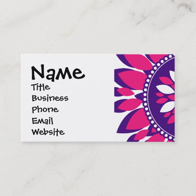 Girly Pretty Pink and Purple Flower Art Gifts Business Card (Front)