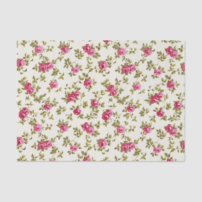 Girly Pretty Pink Floral Print Pattern Tissue Paper (Front)