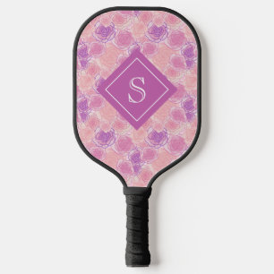 Girly Pretty Pink Purple Flowers Custom Pickleball Paddle