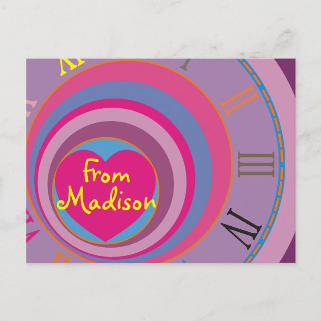 Girly pretty swirl circles kids tornado cute art postcard (Front)