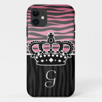 Girly princess pink and black zebra print