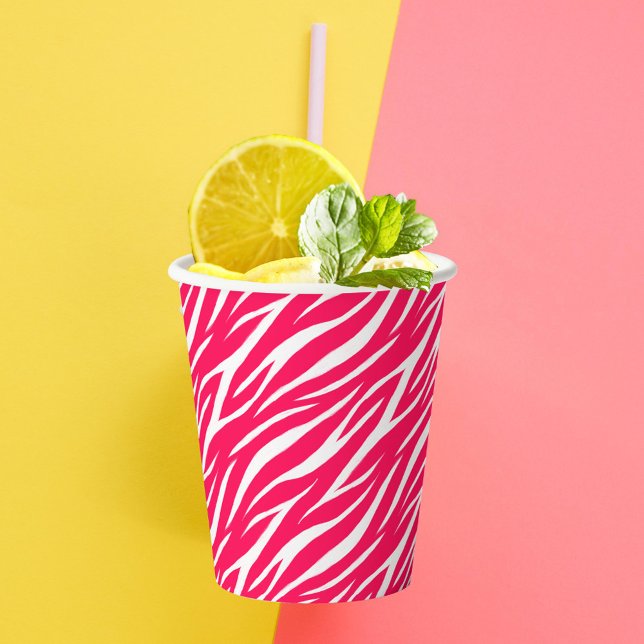 Girly Print Hot Pink Cute Trendy Cool Funny Zebra Paper Cups (Creator Uploaded)