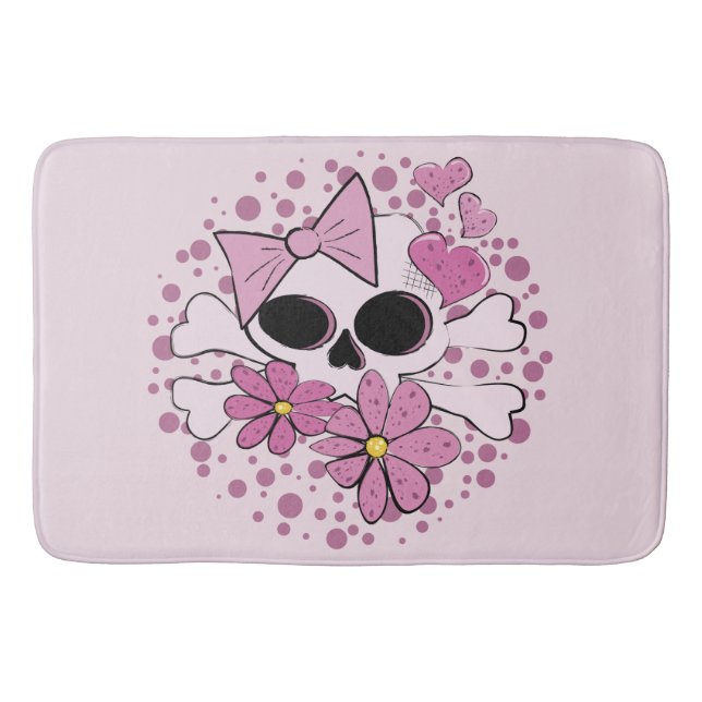 Girly Punk Skull Bath Mat (Front)