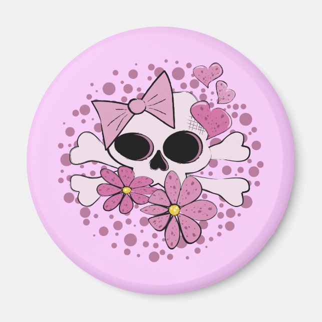 Girly Punk Skull Magnet (Front)