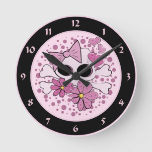 Girly Punk Skull Round Clock