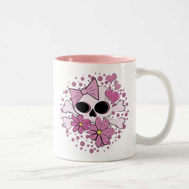 Girly Punk Skull Two-Tone Coffee Mug (Right)