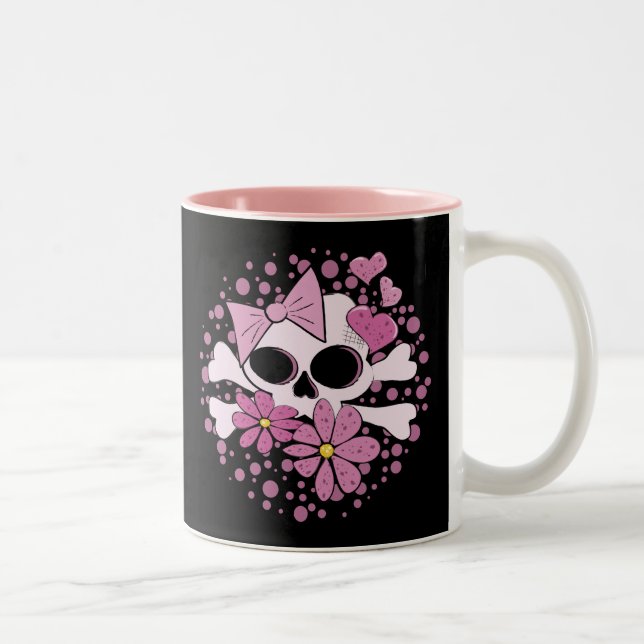 Girly Punk Skull Two-Tone Coffee Mug (Right)