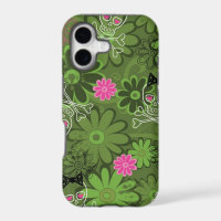 Girly Punk Skulls on Flower Camo background