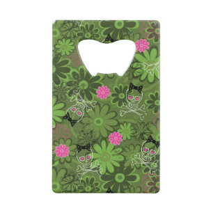Girly Punk Skulls on Flower Camo background