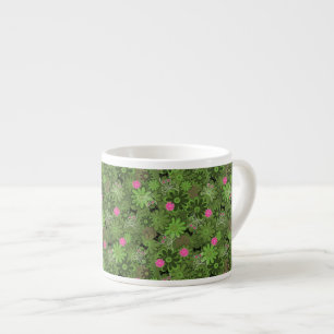 Girly Punk Skulls on Flower Camo background Espresso Cup