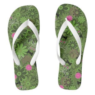 Girly Punk Skulls on Flower Camo background Thongs