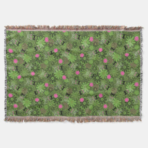 Girly Punk Skulls on Flower Camo background Throw Blanket