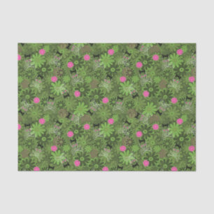Girly Punk Skulls on Flower Camo background Tissue Paper