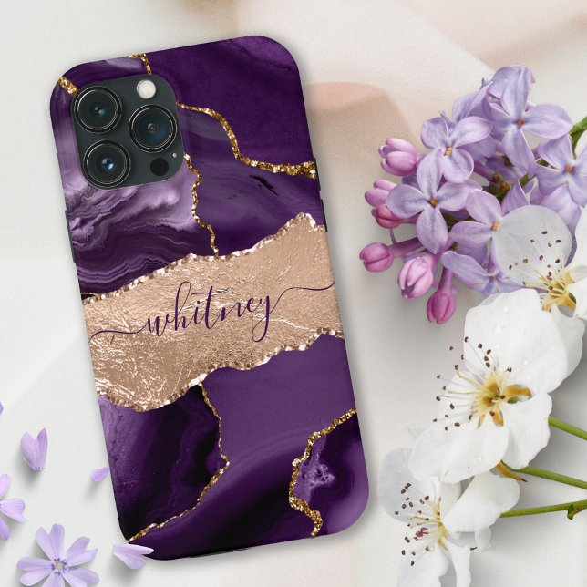 Girly Purple Agate Stone Rose Gold Stylish  Case-Mate iPhone Case (Creator Uploaded)