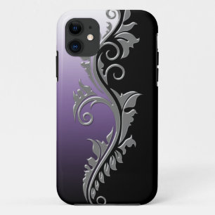 Girly Purple Black Silver Swirl iPhone5 iPhone 11 Case