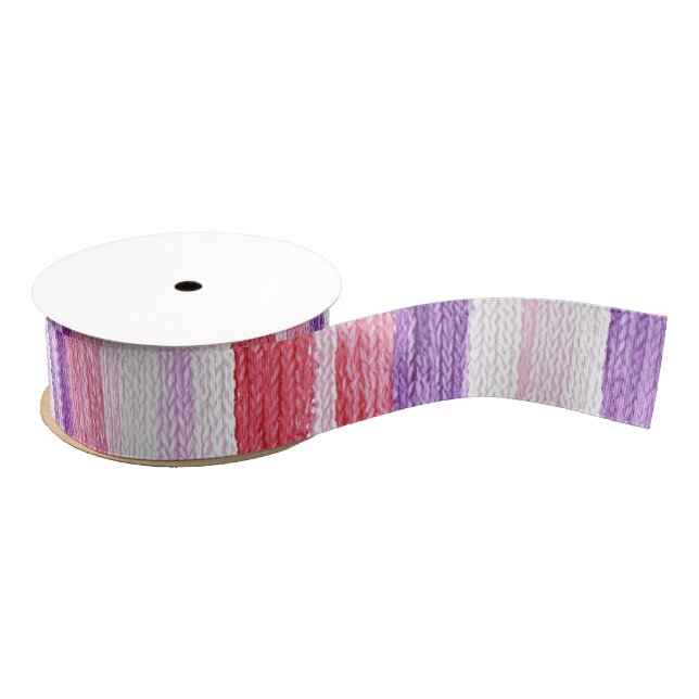 Girly Purple Blush Pink Red Stripes Birthday Grosgrain Ribbon (Spool)