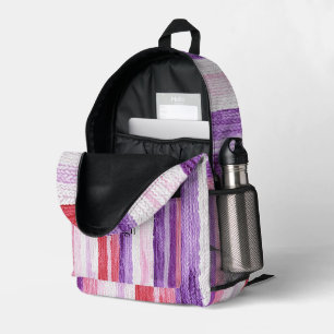 Girly Purple Blush Pink Red Stripes Christmas Printed Backpack