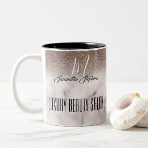 Girly Purple Brownish Glittery Luxury Beauty Salon Two-Tone Coffee Mug