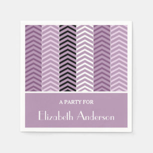 Girly Purple Chevron Stripes Pattern With Name Napkin