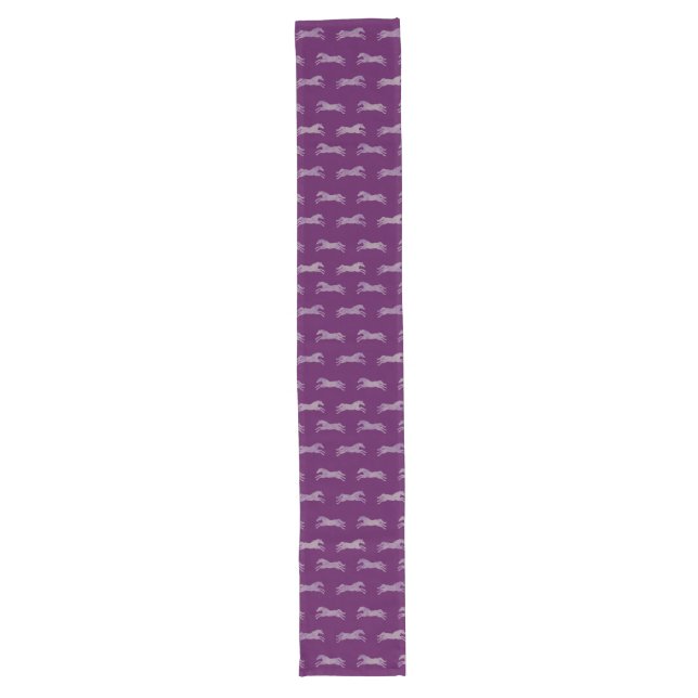 Girly Purple Classic Equestrian Horses Long Table Runner (Front)