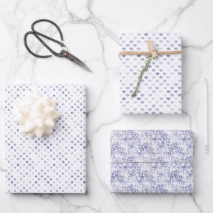Girly Purple Dots Hearts Leopard Print Wrapping Paper Sheet