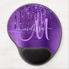 Girly Purple Dripping Glitter Brush Metal Monogram