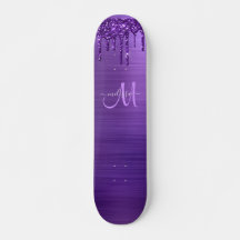 Girly Purple Dripping Glitter Monogram Name