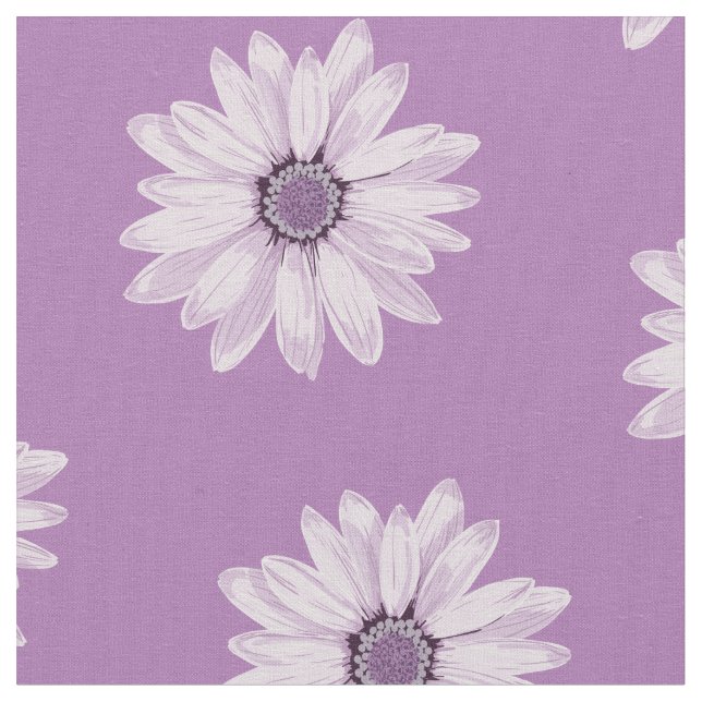 Girly Purple Flowers Pattern Floral Fabric (Close Up)
