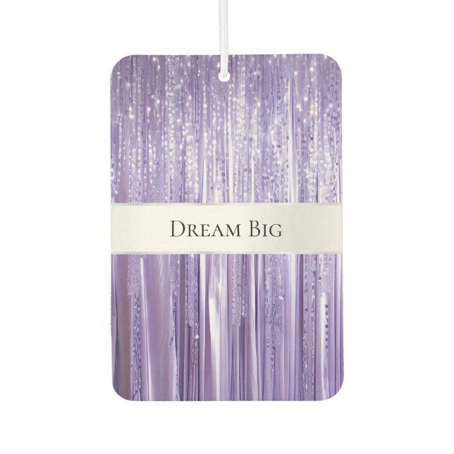 Girly Purple Glam Glitzy Tinsel Stripes  Car Air Freshener (Front)