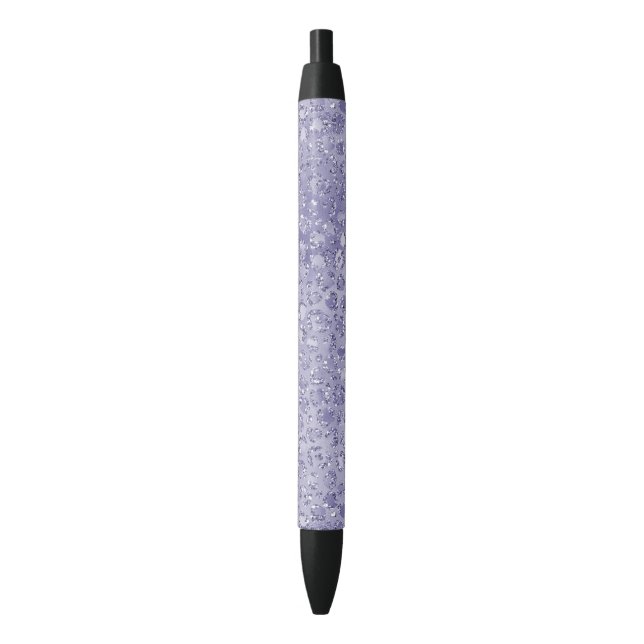 Girly Purple Glitter Glitz Leopard print Black Ink Pen (Front Vertical)