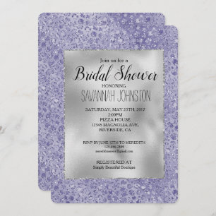 Girly Purple Glitter Glitz Leopard print Invitation