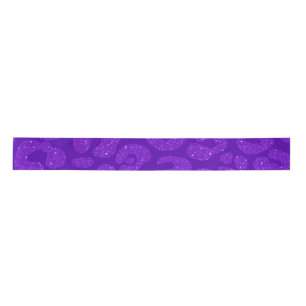 Girly Purple Glitter leopard print Satin Ribbon