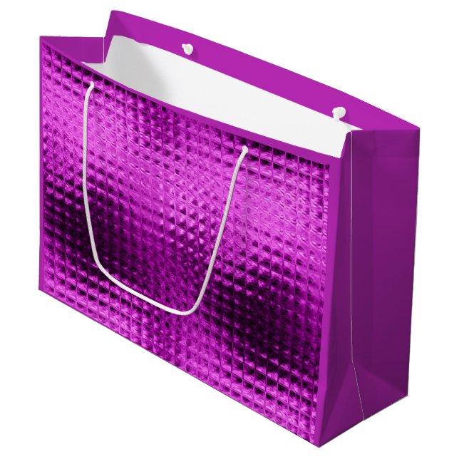 Girly purple glitter shine sparkle large gift bag (Front Angled)