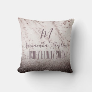Girly Purple Glittery Elegant Monogram Cushion