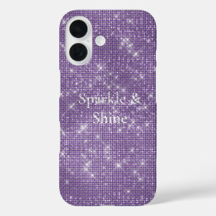 Girly Purple Glitzy Sparkle  iPhone 16 Case
