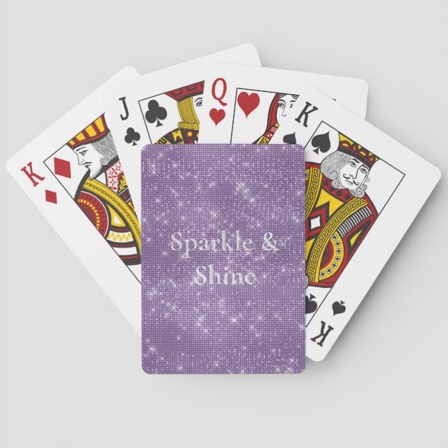 Girly Purple Glitzy Sparkle  Playing Cards (Back)