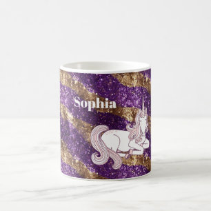 Girly Purple Gold Glitter Unicorn   Coffee Mug