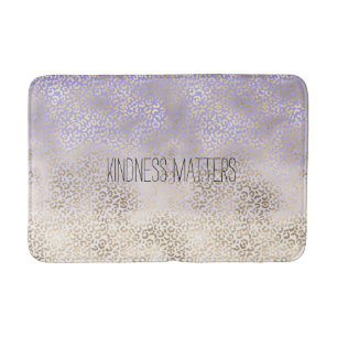 Girly Purple Gold Ombre Leopard Print Bath Mat