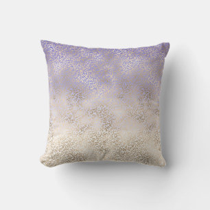 Girly Purple Gold Ombre Leopard Print Cushion