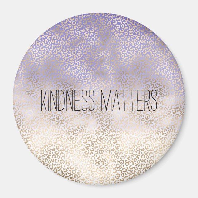 Girly Purple Gold Ombre Leopard Print Magnet (Front)