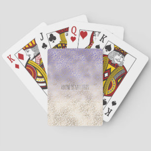 Girly Purple Gold Ombre Leopard Print Playing Cards