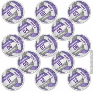 girly purple grey volleyball custom players names