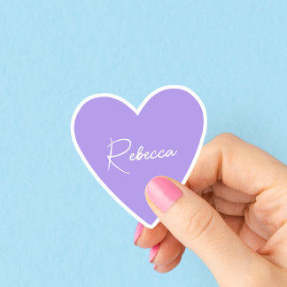 Girly Purple Heart Sticker with Name