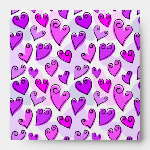 Girly Purple Hearts Cute Romantic Valentines Day  Envelope