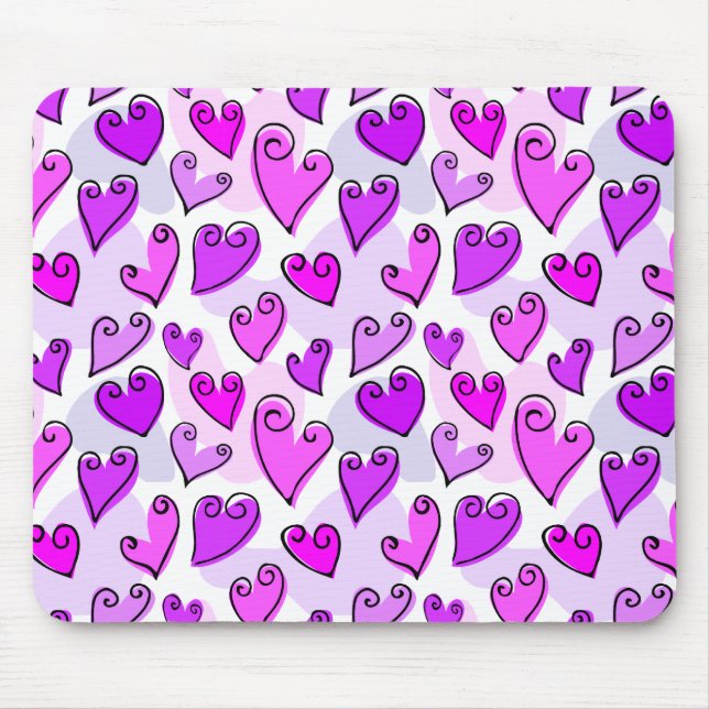 Girly Purple Hearts Cute Romantic Valentines Day  Mouse Pad (Front)