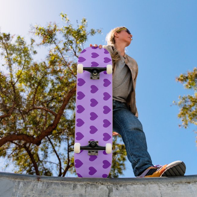 Girly Purple Hearts Pattern Skateboard (Outdoor 1)